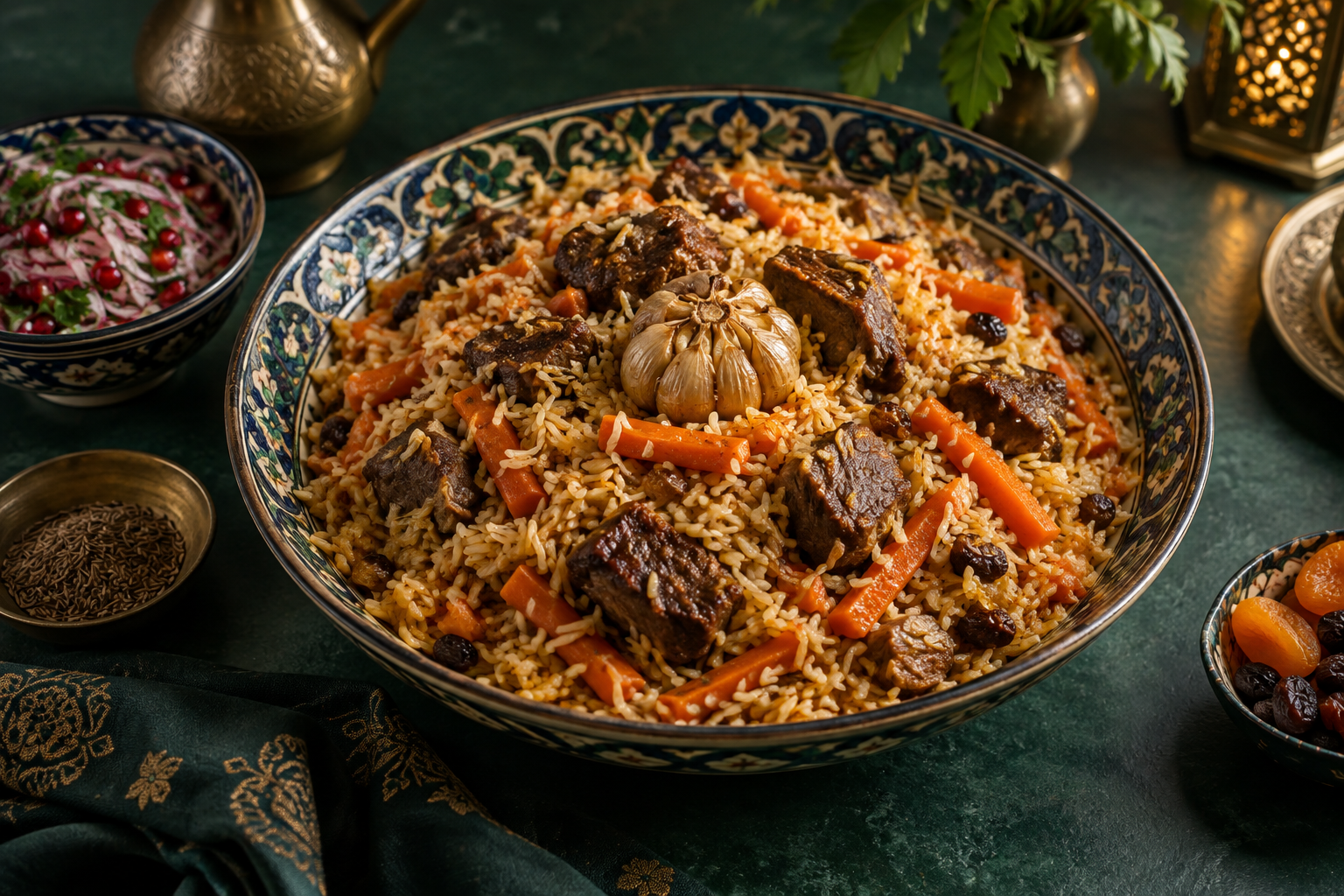 Editorial photograph illustrating what is plov? a guide to rice, meat and a shared table